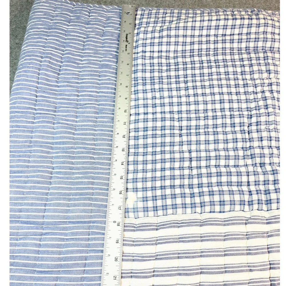 Comapany Kids Twin XL Quilt Yarn Dye Stripe Block Blue/White With Sham